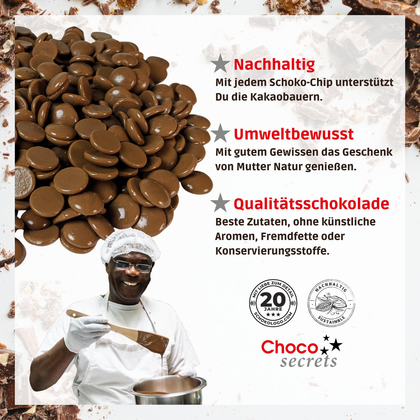Choco-Drops, 4 x 600g (Vollmilch, Zartbitter, Weiß, Ruby)