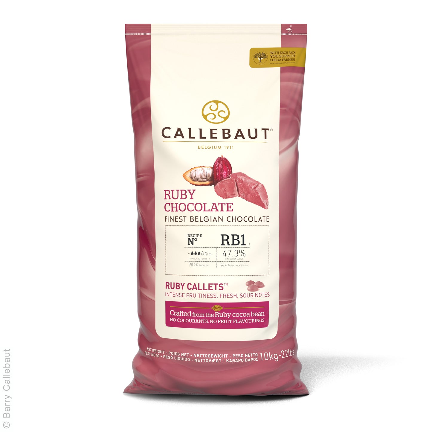 Callebaut Ruby RB2 - 32.8% Las mejores chispas de chocolate con rubí belga 10 kg
