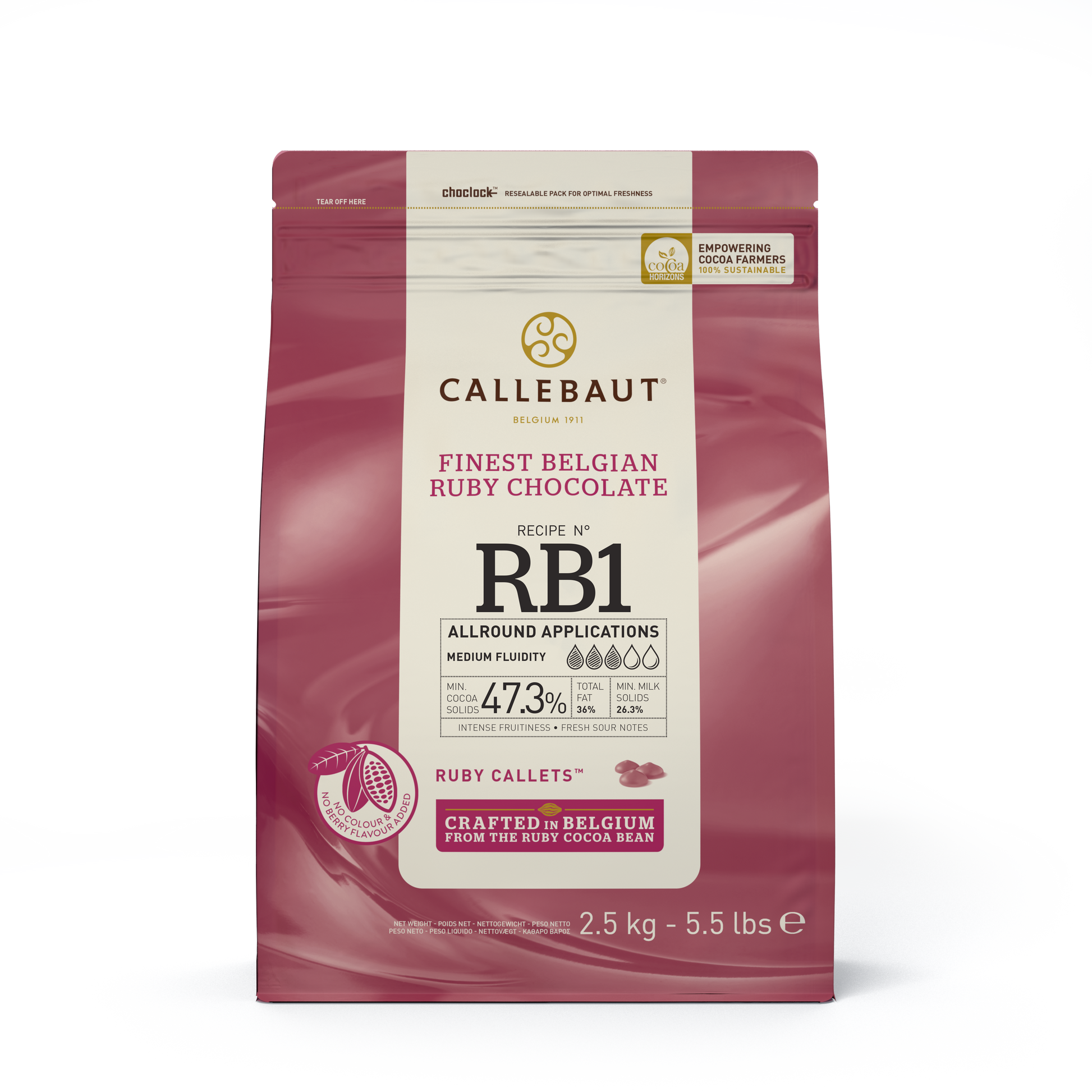 Callebaut Ruby 33.6% Finest Belgian Ruby Chocolate Chips 2.5 kg
