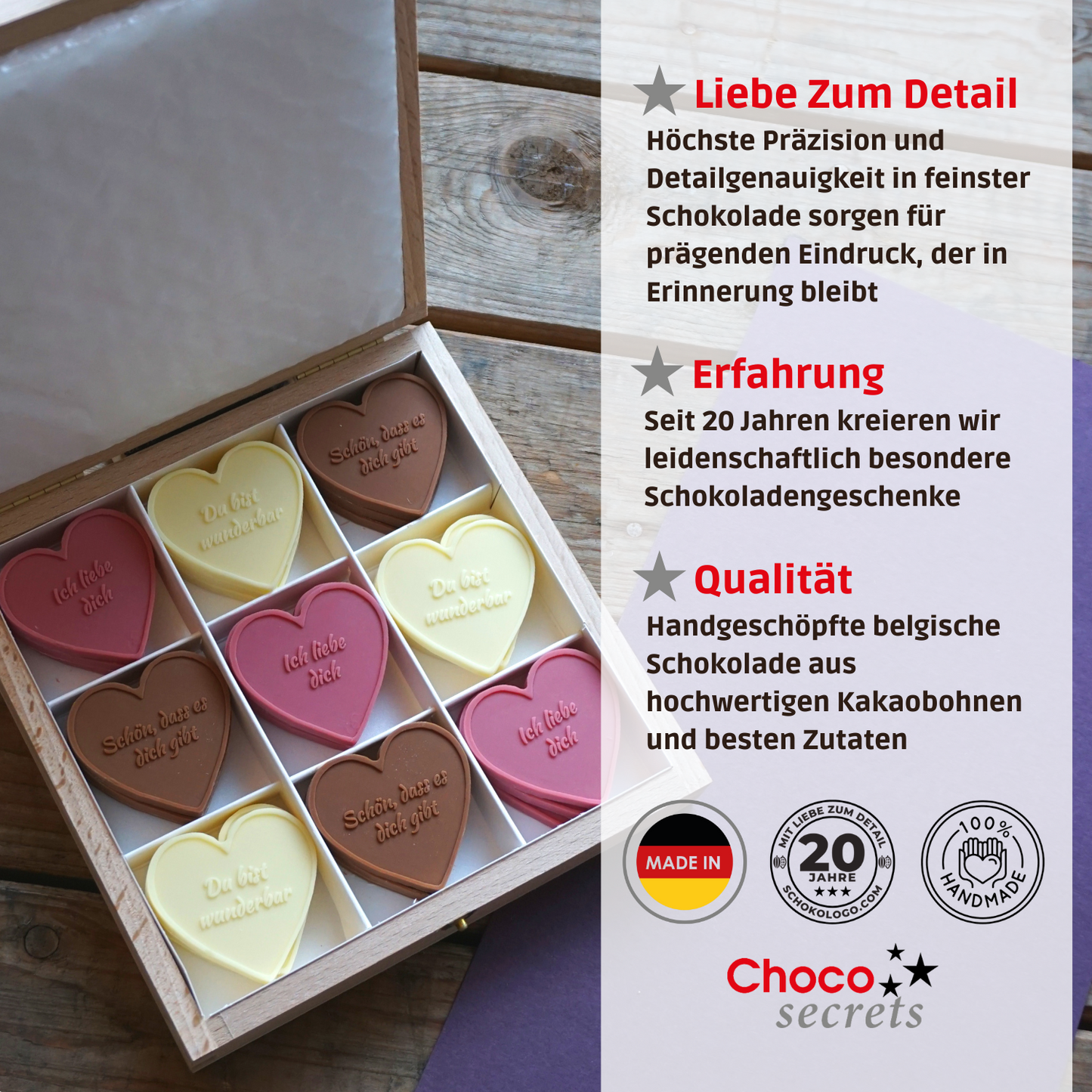 Schoko Herzen Box  - Für Dich -