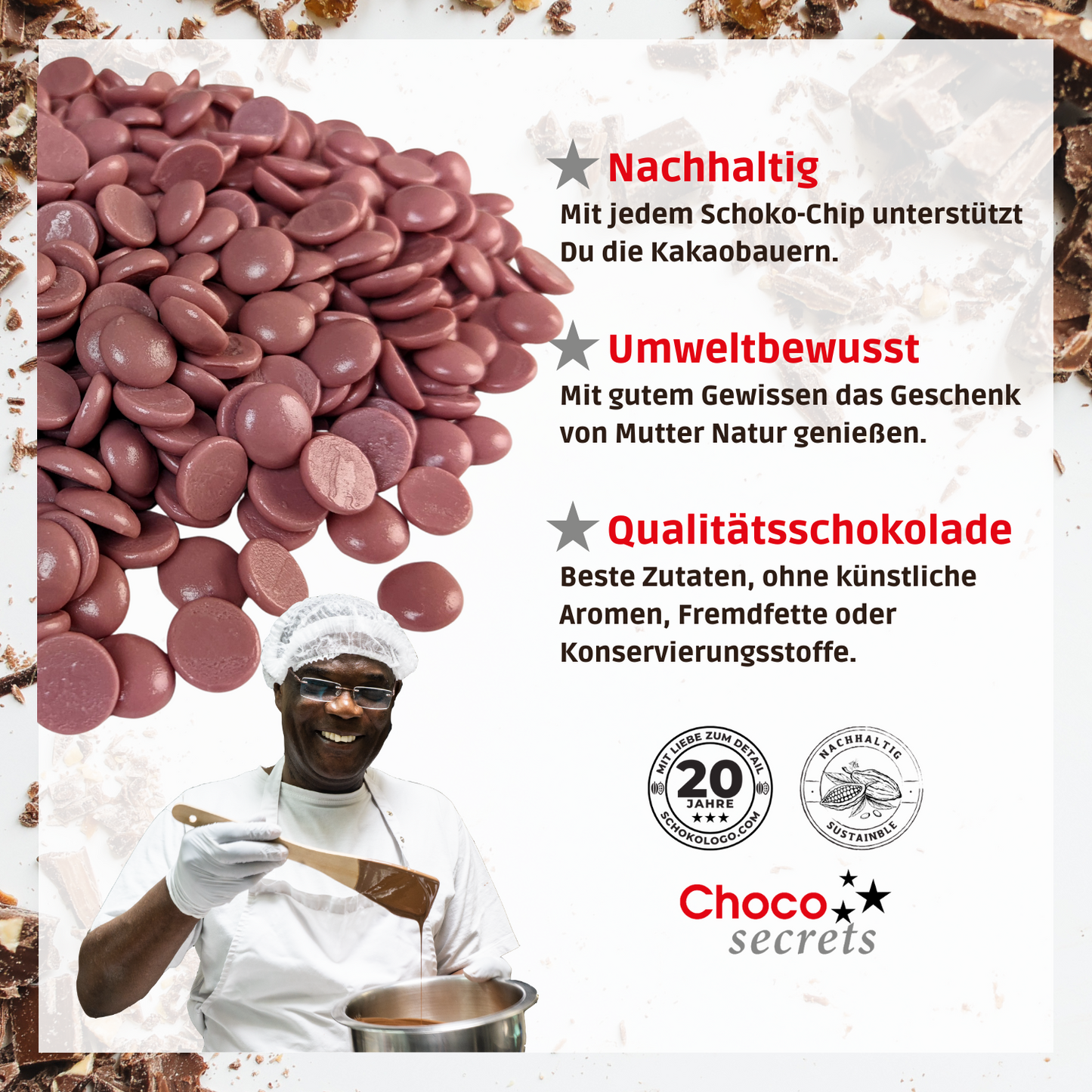 Callebaut Ruby RB2 - 32.8% Finest Belgian Ruby Chocolate Chips 1 kg, in a resealable Bag