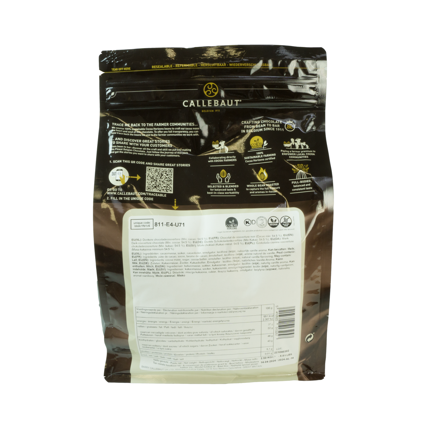 Callebaut Select Chocolate Oscuro 54,5% 811 Callets 2,5 kg