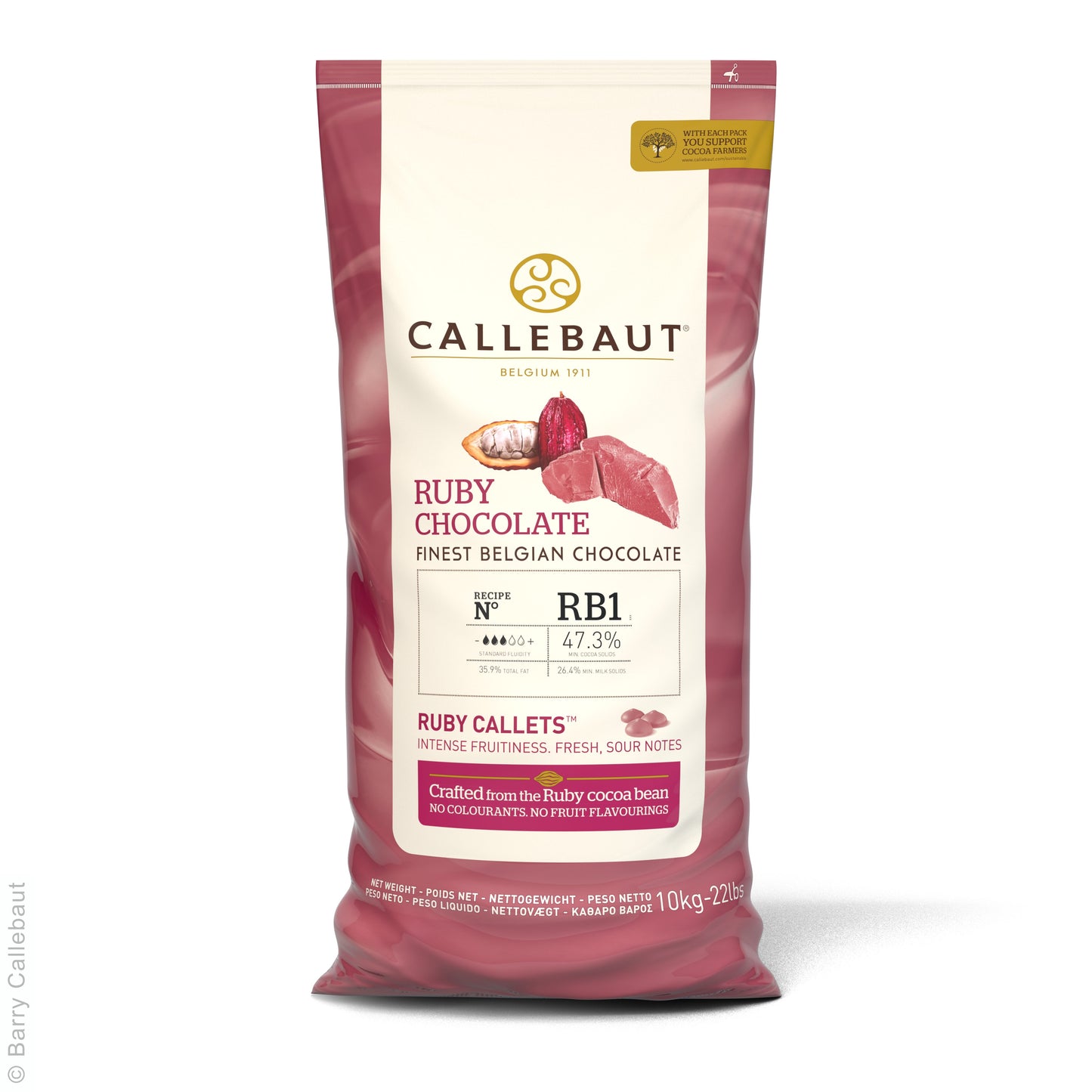 Callebaut Ruby 33.6% Finest Belgian Ruby Chocolate Chips 10 kg