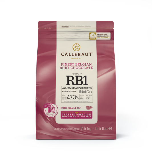 Callebaut Ruby 33.6% Finest Belgian Ruby Chocolate Chips 2.5 kg
