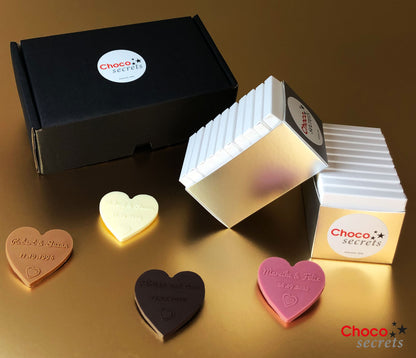 Personalisierte Schokoladenherzen
