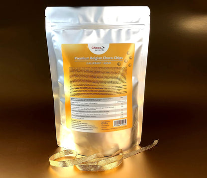 Callebaut Gold 30.4% Finest Belgian Caramel Chocolate Chips 1 kg, in a resealable bag