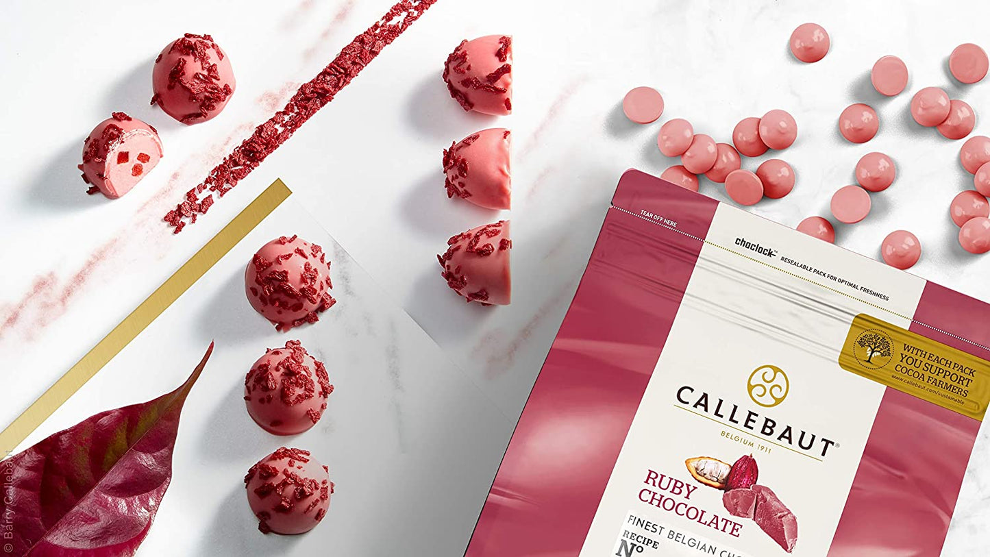 Callebaut Ruby 47.3% Las mejores chispas de chocolate con rubí belga 10 kg